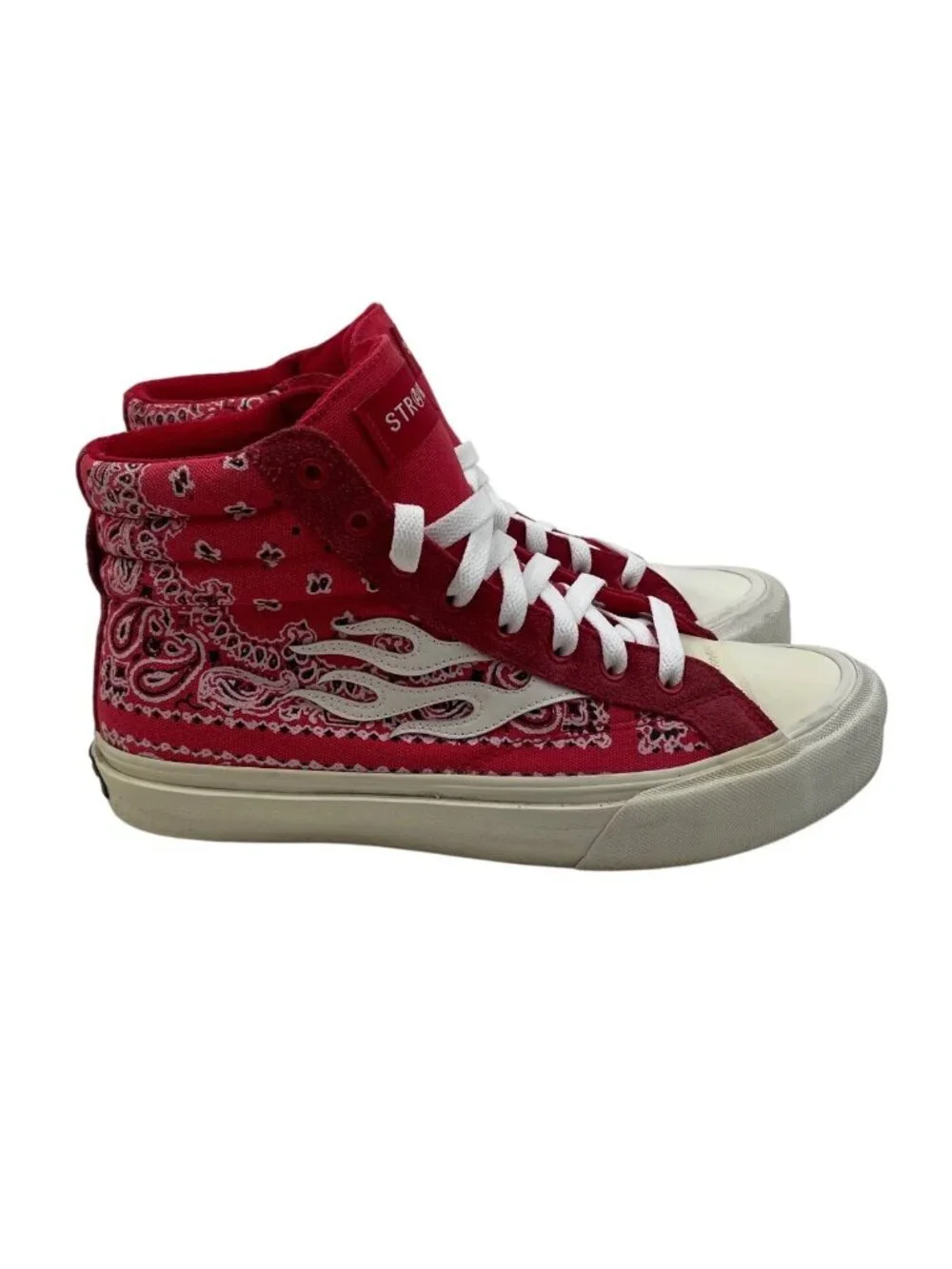 Straye Venice Red Rag Unisex High Top Paisley Skate Shoes Men 10 Women 11.5